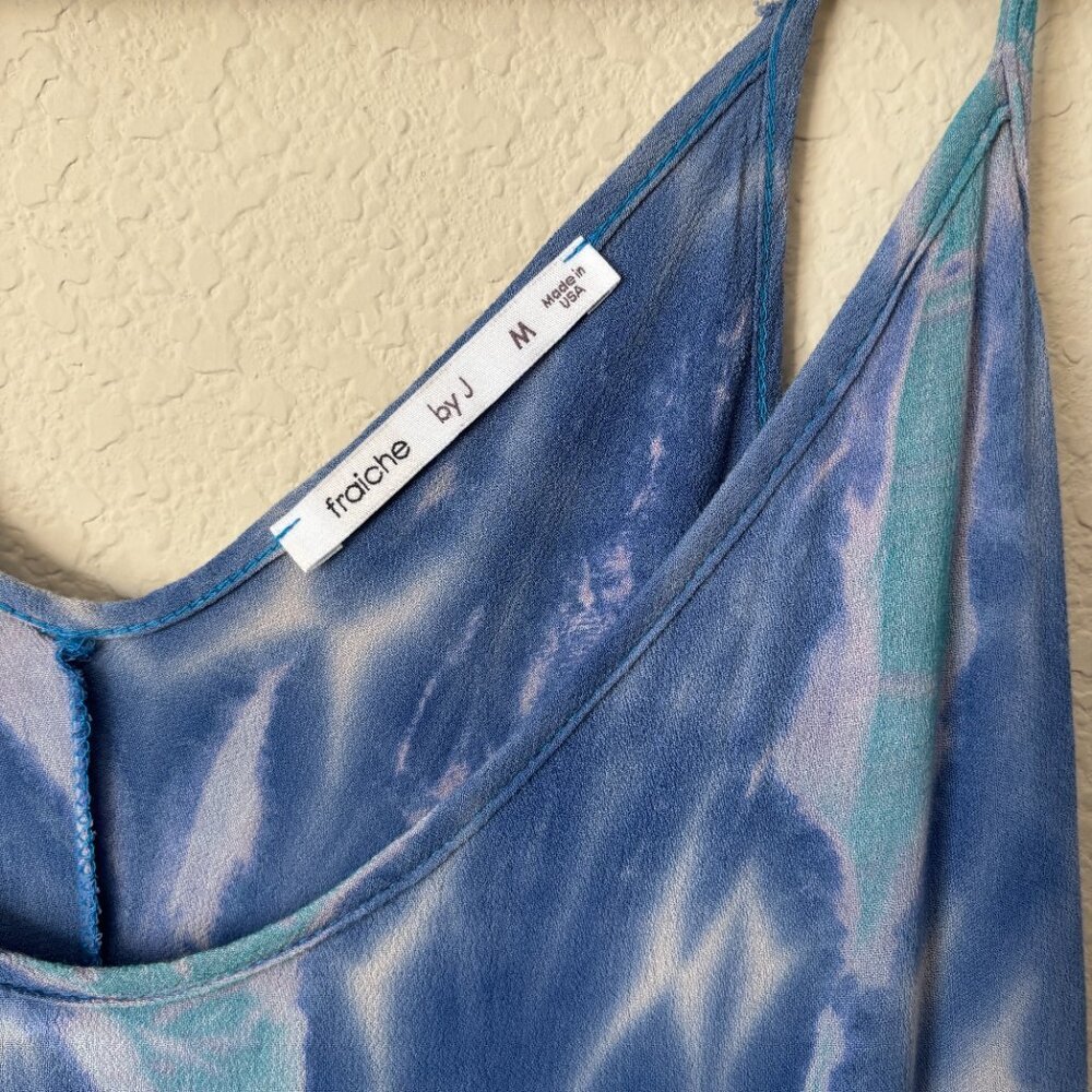 Fraiche by J Boho Tie Dye Print Maxi Length Dress Beachy Coastal - Picture 2 of 9